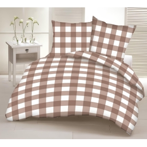 A83 Karo hnedé bavlnená súprava obliečok 1+1