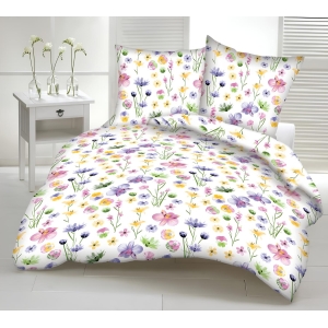 A27 Kvety na bielom bavlnená súprava obliečok  1+1