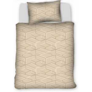 A62 Geometria bežovohnedá bavlnená súprava obliečok 1+1