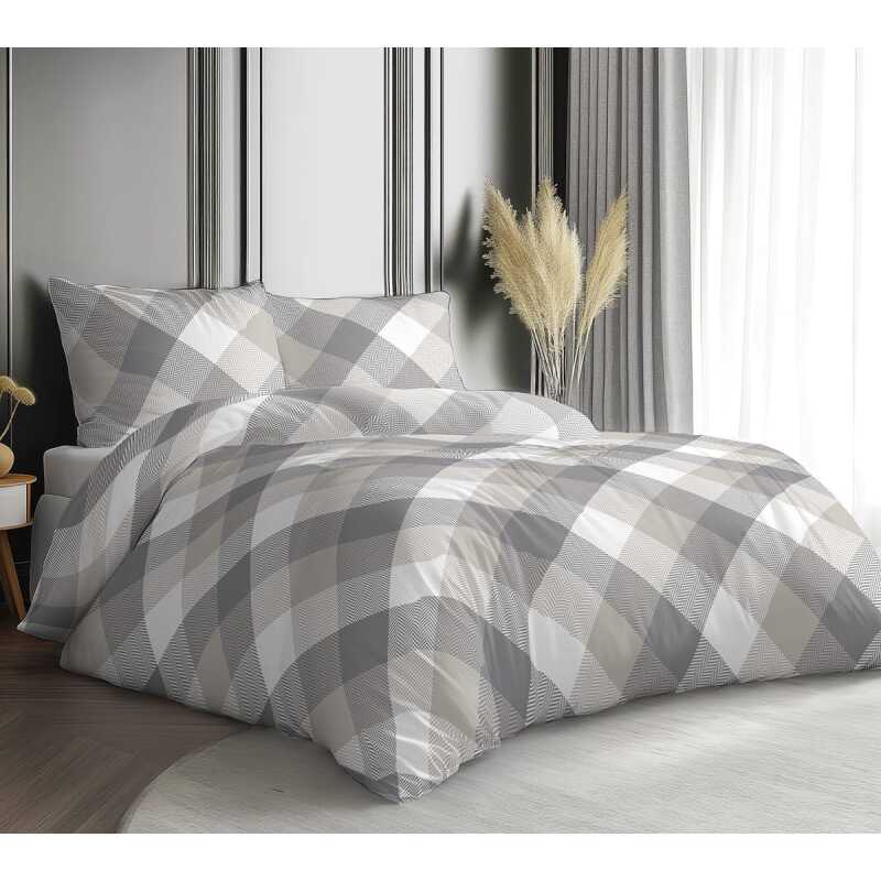 Kevin bežový bavlnená súprava obliečok M60 1+1 je vyrobená zo 100 % bavlny s plošnou hmotnosťou 130 g/m². Dostupná v rozmeroch 140×200 cm, 140×220 cm a 160×200 cm, ponúka priedušnosť a pohodlie – vhodná je na celoročné používanie. Súprava 1+1 obsahuje jednu obliečku na paplón a jednu obliečku na vankúš.