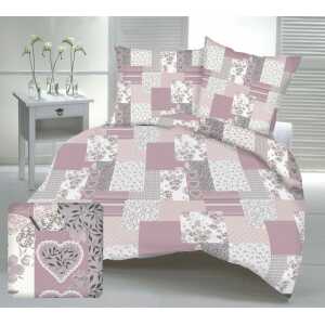 Patchwork ružový saténová súprava obliečok  1+1