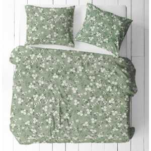 M138 Kvety na zelenom bavlnená súprava obliečok 1+1