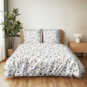 M33 Kvety modré bavlnená súprava obliečok  1+1