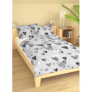 Srdce šedé bavlnená súprava obliečok krep 1+1