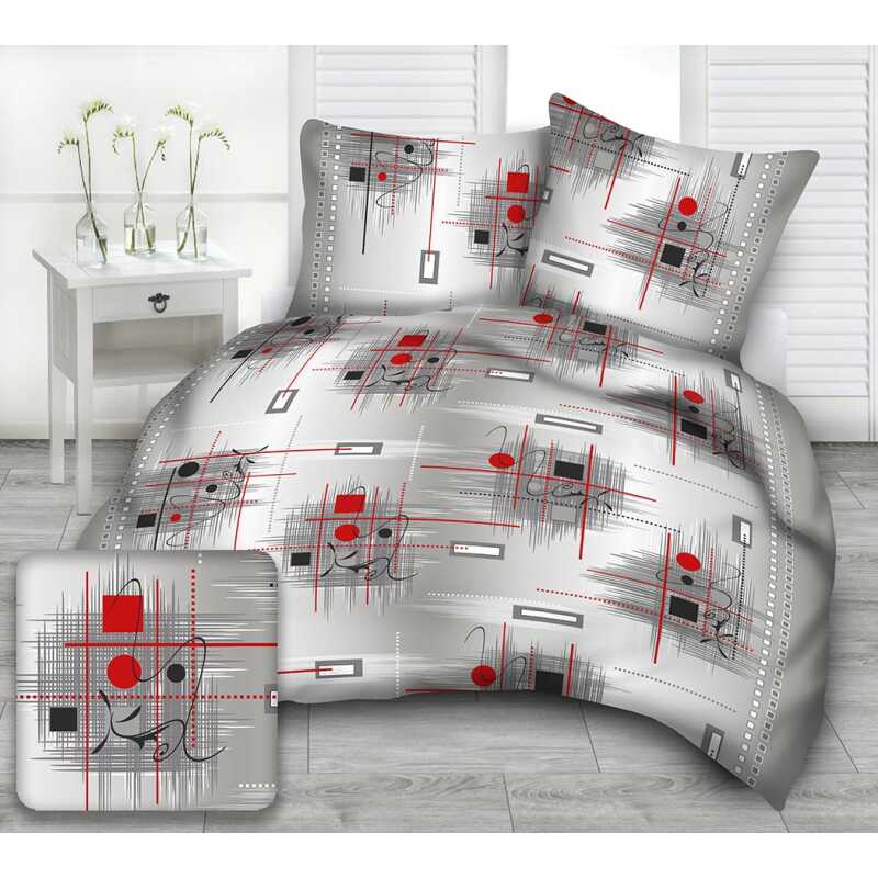 Moderna červená krepové obliečky  1+1 vo veľkostiach 140×200 cm a 140×220 cm sú vyrobené zo 100% bavlny s plošnou hmotnosťou 130 g/m². Ich priedušný materiál a jemný krepový povrch zaisťujú príjemný dotyk, čo ich robí ideálnymi na letné mesiace aj ako prekrytie v chladnejšom období. Súprava 1+1 obsahuje jednu obliečku na paplón a jednu obliečku na vankúš.