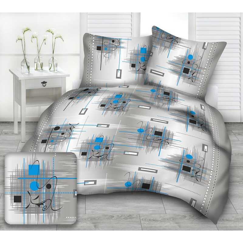 Moderna modrá krepové obliečky  1+1 vo veľkostiach 140×200 cm a 140×220 cm sú vyrobené zo 100% bavlny s plošnou hmotnosťou 130 g/m². Ich priedušný materiál a jemný krepový povrch zaisťujú príjemný dotyk, čo ich robí ideálnymi na letné mesiace aj ako prekrytie v chladnejšom období. Súprava 1+1 obsahuje jednu obliečku na paplón a jednu obliečku na vankúš.